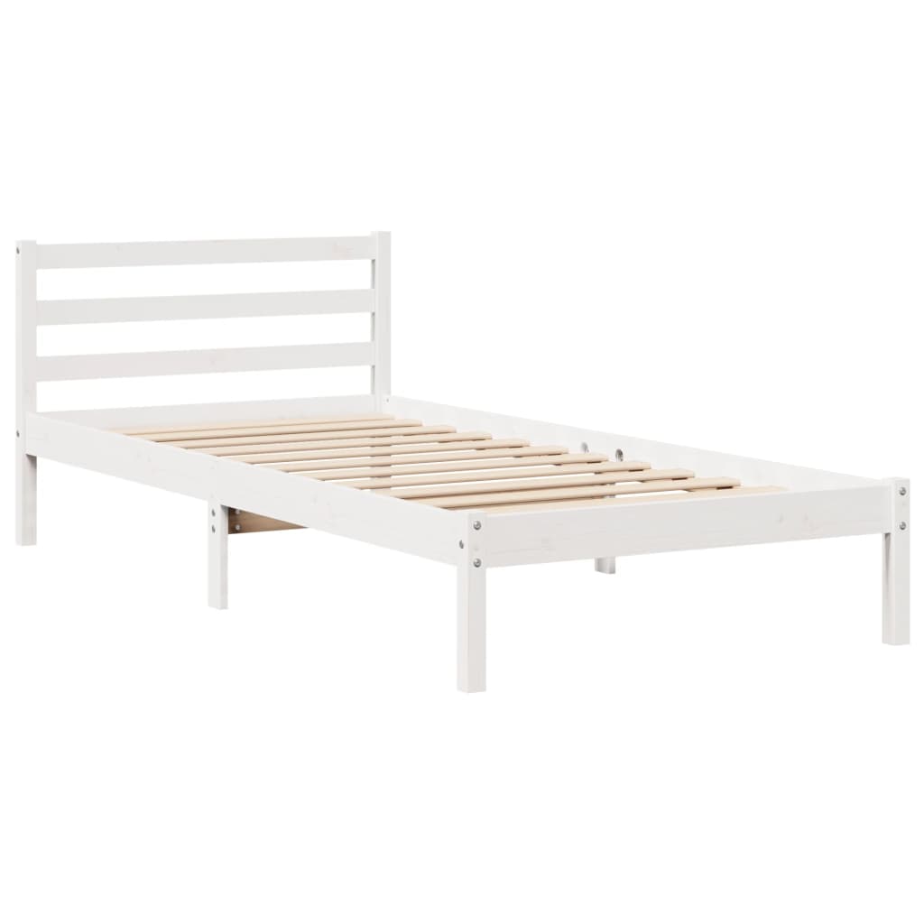 Bed Frame with Headboard without Mattress White 75x190 cm Small Single